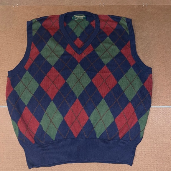 Greenwich Other - Greenwich argyle plaid Vest 100% cotton L